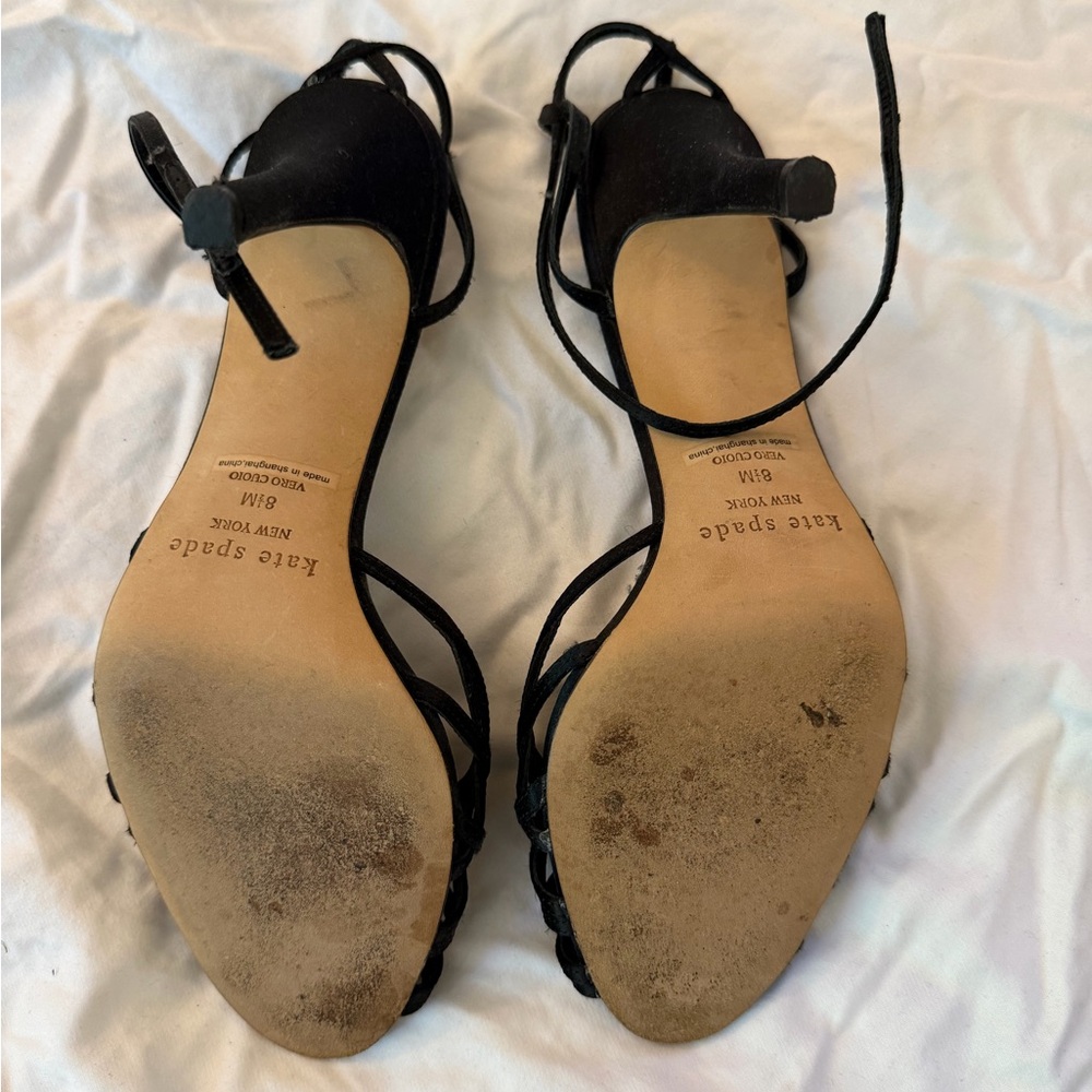 kate spade Black Strappy Open-Toe Heels - Picture 2 of 3